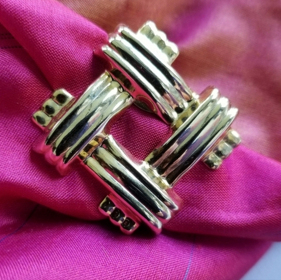 Vintage scarf clip gold tone diamond shape - Picture 5 of 9